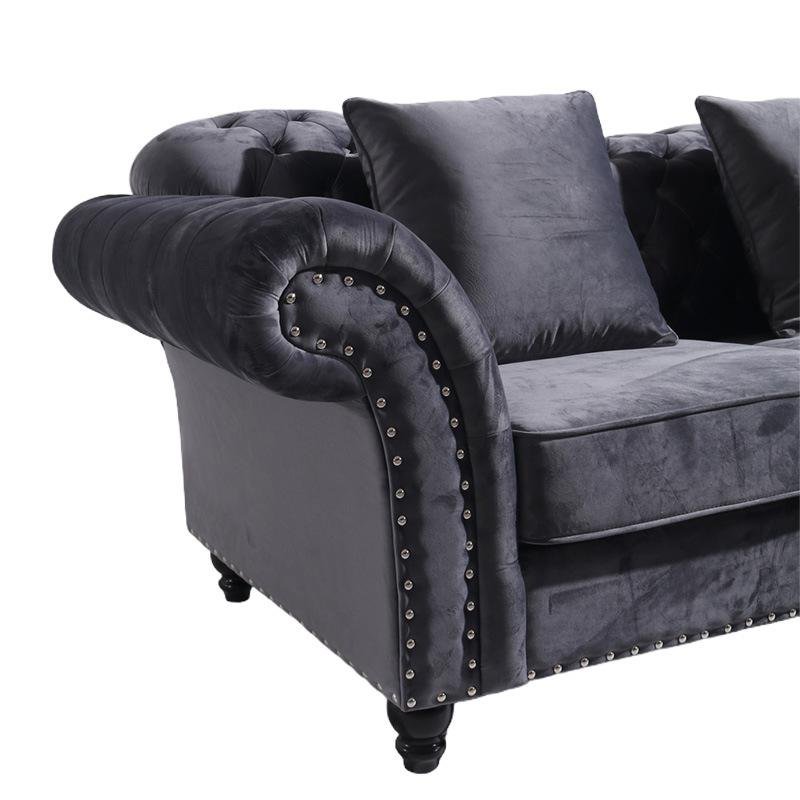 Double Seater Modern Style Home Lounge Curved Chesterfield Fabric Sofa Furniture
