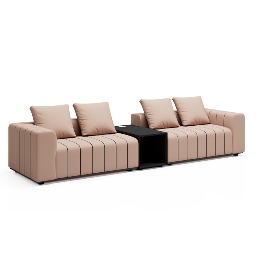 Modern fabric sofa set genuine leather sofa coffee table leisure combination suitable for office halls libraries conference