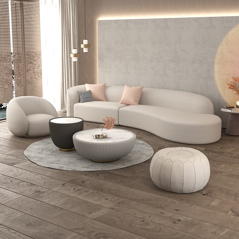 Nordic modern light luxury small family living room reception clothing store arc technology cloth sofa