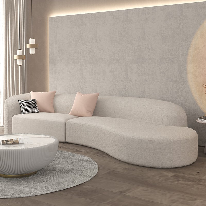 Nordic modern light luxury small family living room reception clothing store arc technology cloth sofa