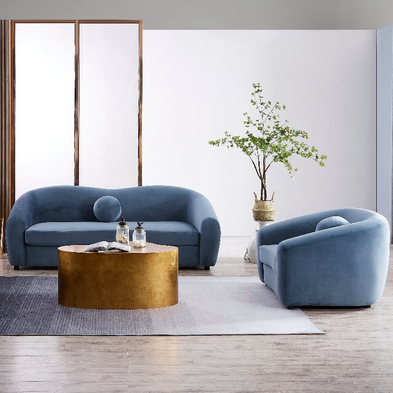 Modern Design Home Leisure Sofa Dusty Blue Boucle Teddy Fabric Sofa Living Room Sofas Nordic Modernos