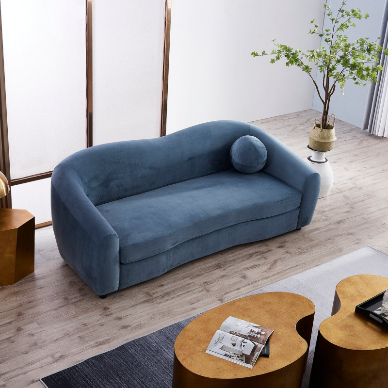 Modern Design Home Leisure Sofa Dusty Blue Boucle Teddy Fabric Sofa Living Room Sofas Nordic Modernos