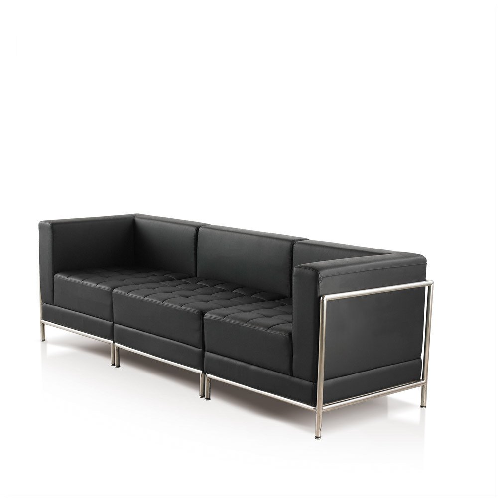 Frank Tech Home Office Furniture Black Leather Office Sofa Sectional Reception Office Sofa