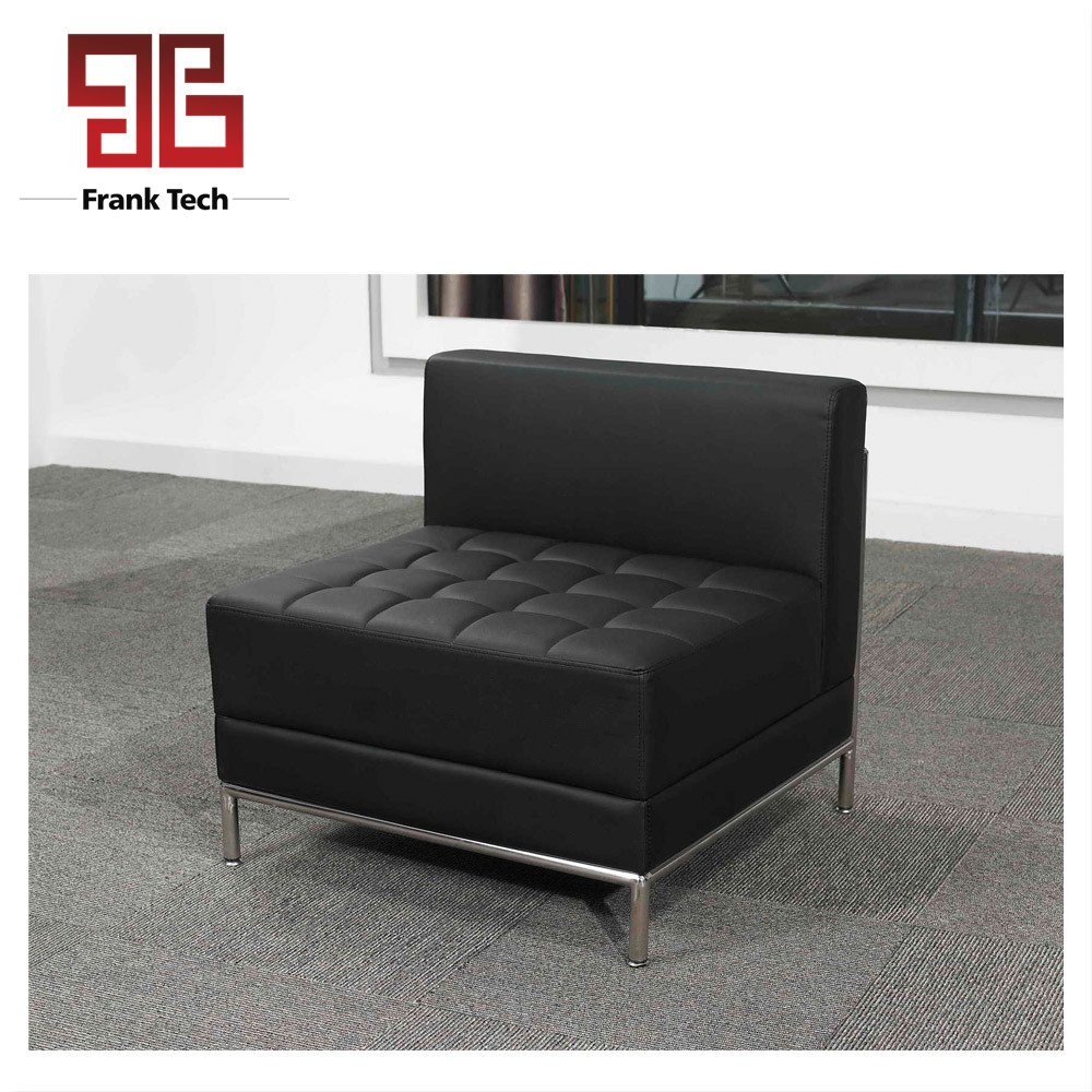 Frank Tech Home Office Furniture Black Leather Office Sofa Sectional Reception Office Sofa
