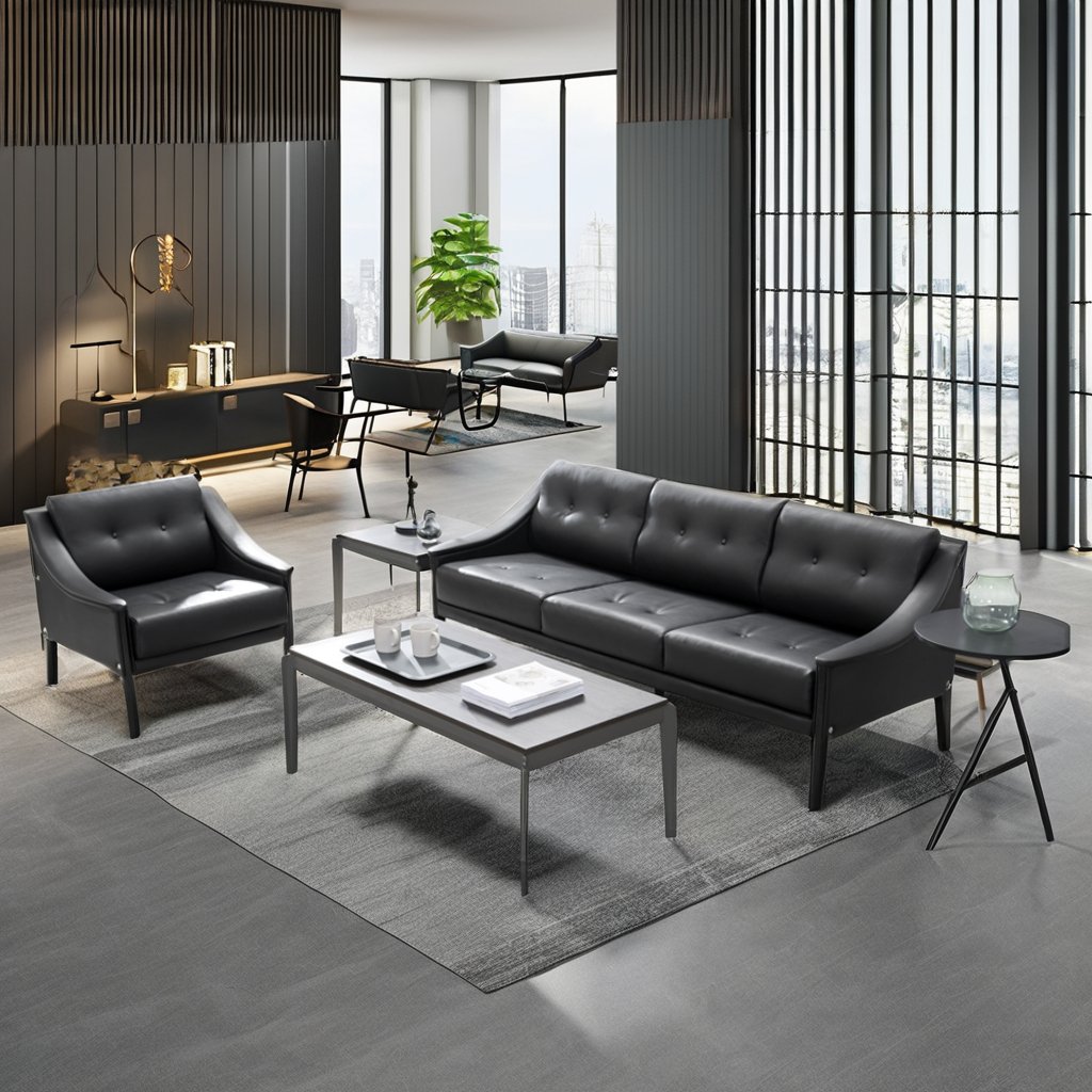 European Office 3-Seater Chesterfield Sofa Set High-Level Meeting Wooden Steel Sectional Sofa Hospital Use Office Sofa