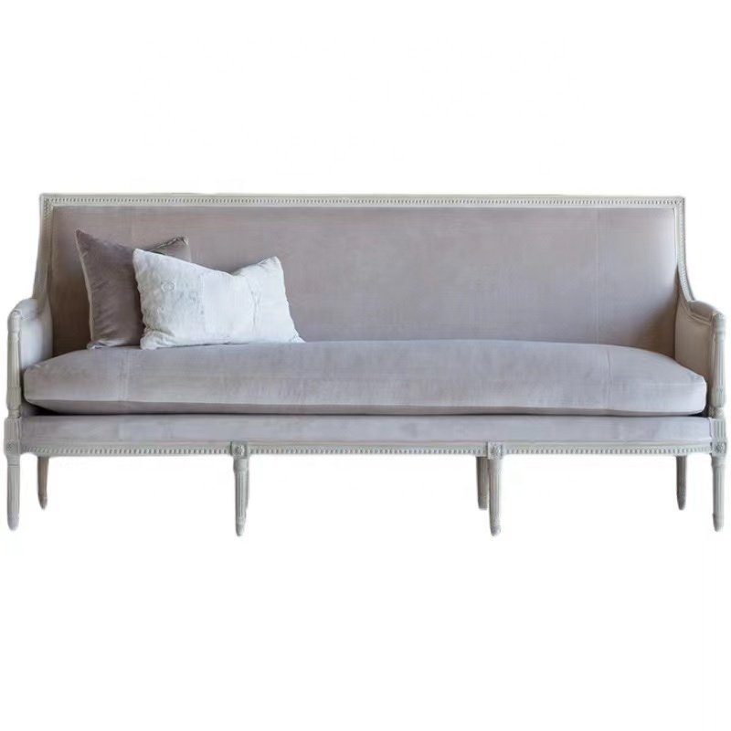 French style solid wood retro single person three person living room combination sofa