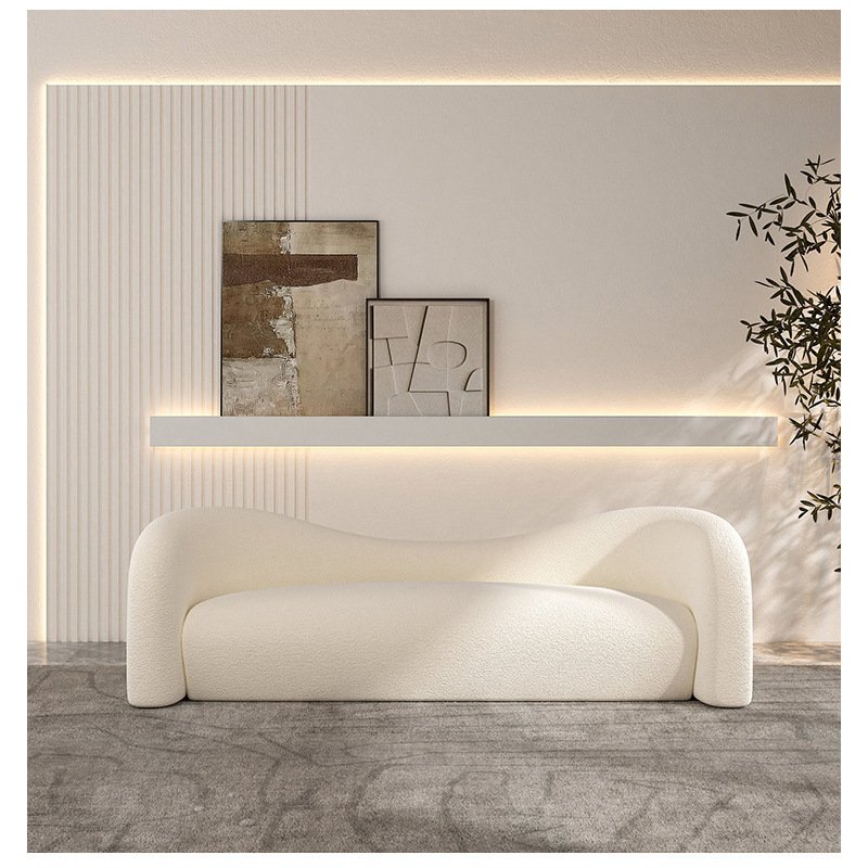 Cream Sofa Set Living room Curved Couch Reception Sofas