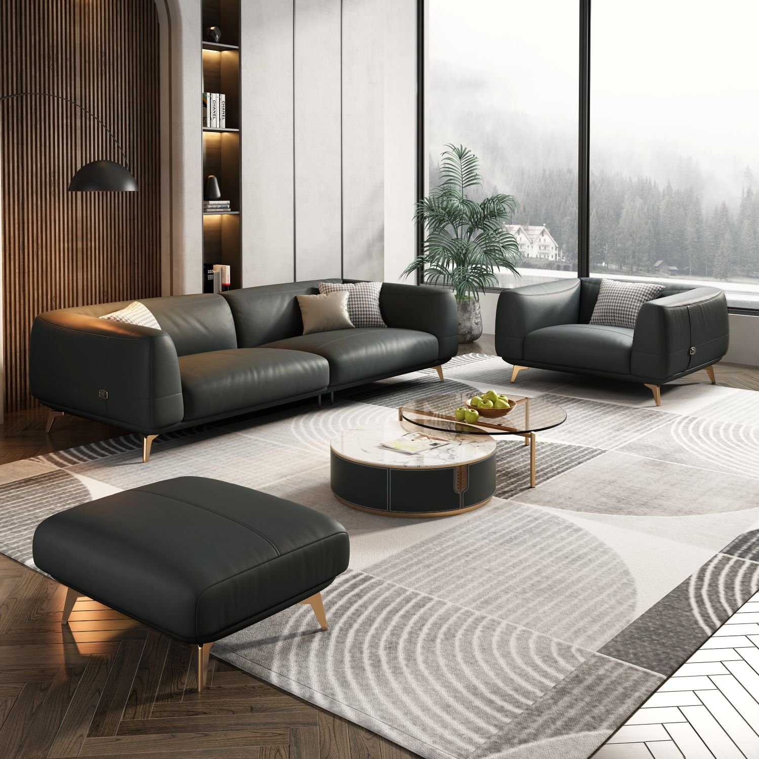 Best Seller Sectional Leather Sofa Luxury Italian Cattlehide Top Layer Nordic 3 Seater Modern Gold sofa chesterfield sofa set