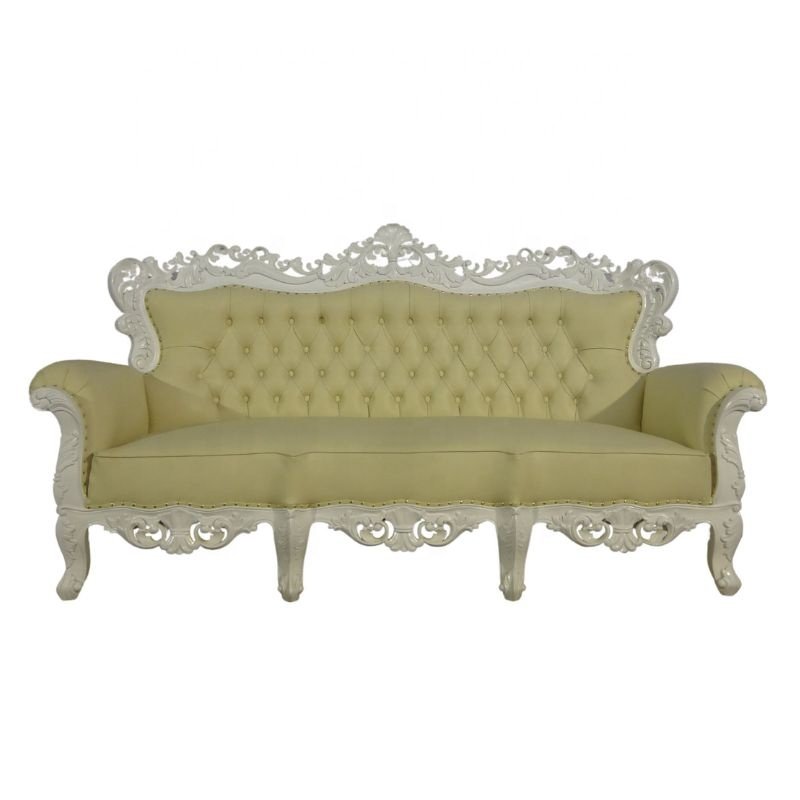 French Style Living Room Sofa Wooden Baroque Sofa Three Seater for Antique Reproduction Home Furniture and Living Room Hotel