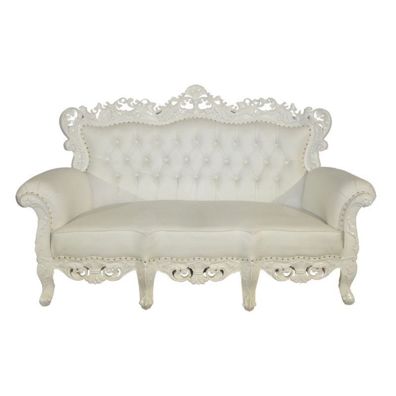 French Style Living Room Sofa Wooden Baroque Sofa Three Seater for Antique Reproduction Home Furniture and Living Room Hotel