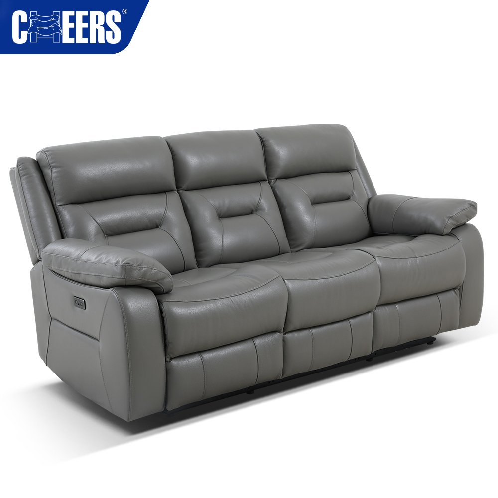 MANWAH CHEERS Modern Sofa Design PU Leather Power Recliner Sofa 3 Seater Reclining Divano Moderno Living Room Sofas