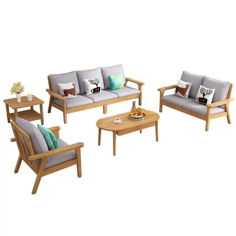 Solid Wood Nordic Minimalist Wooden Sofa Set Design For Living Room Product Sofa Combination