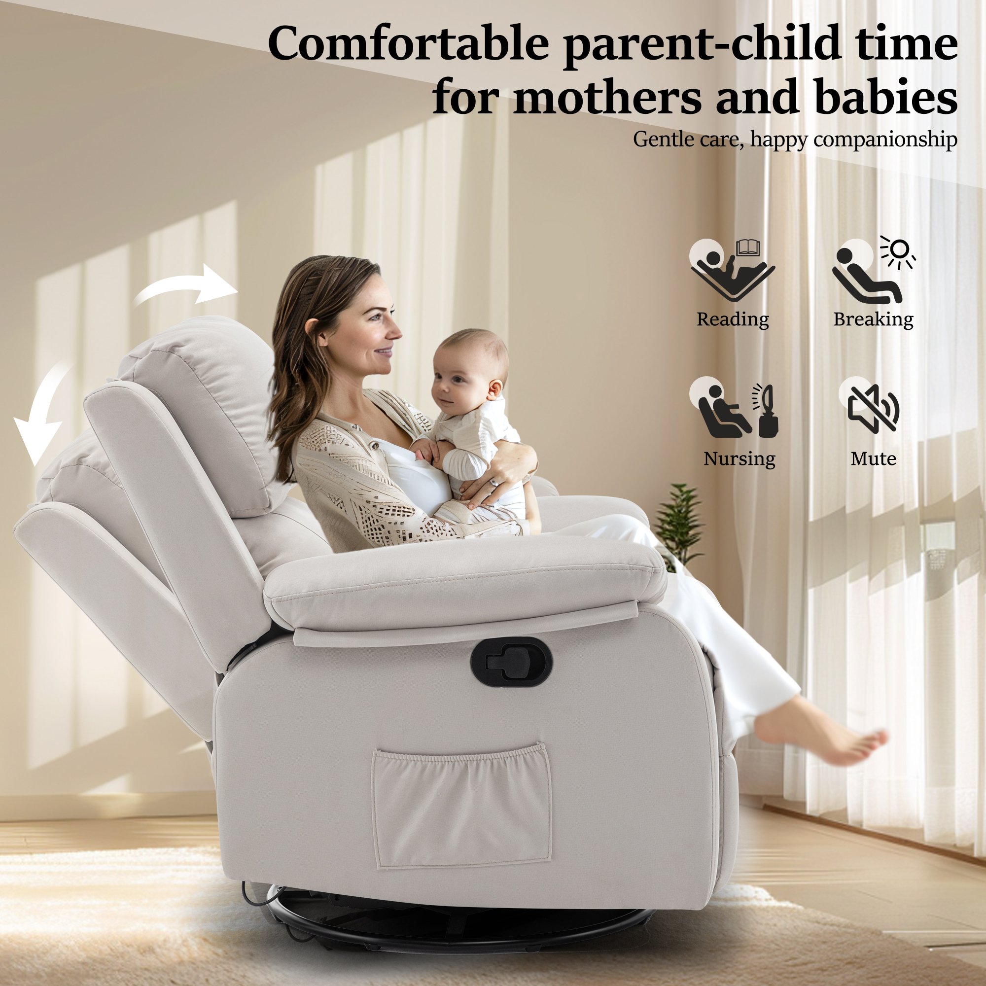 Rocker Luxury Relax Modern 360 Degree Swivel loose Sofa Massage and Heat Recliner Chair For Living Room