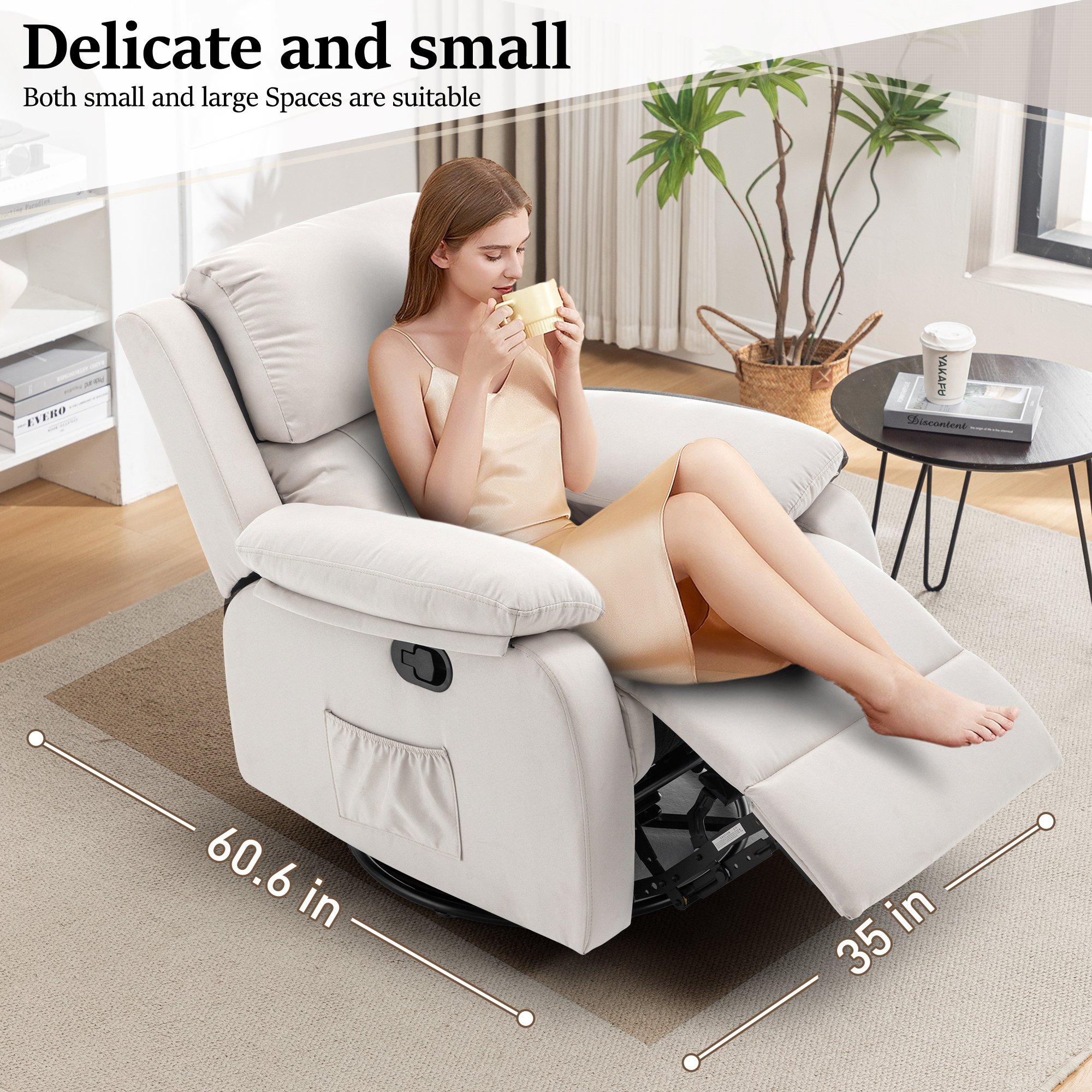 Rocker Luxury Relax Modern 360 Degree Swivel loose Sofa Massage and Heat Recliner Chair For Living Room