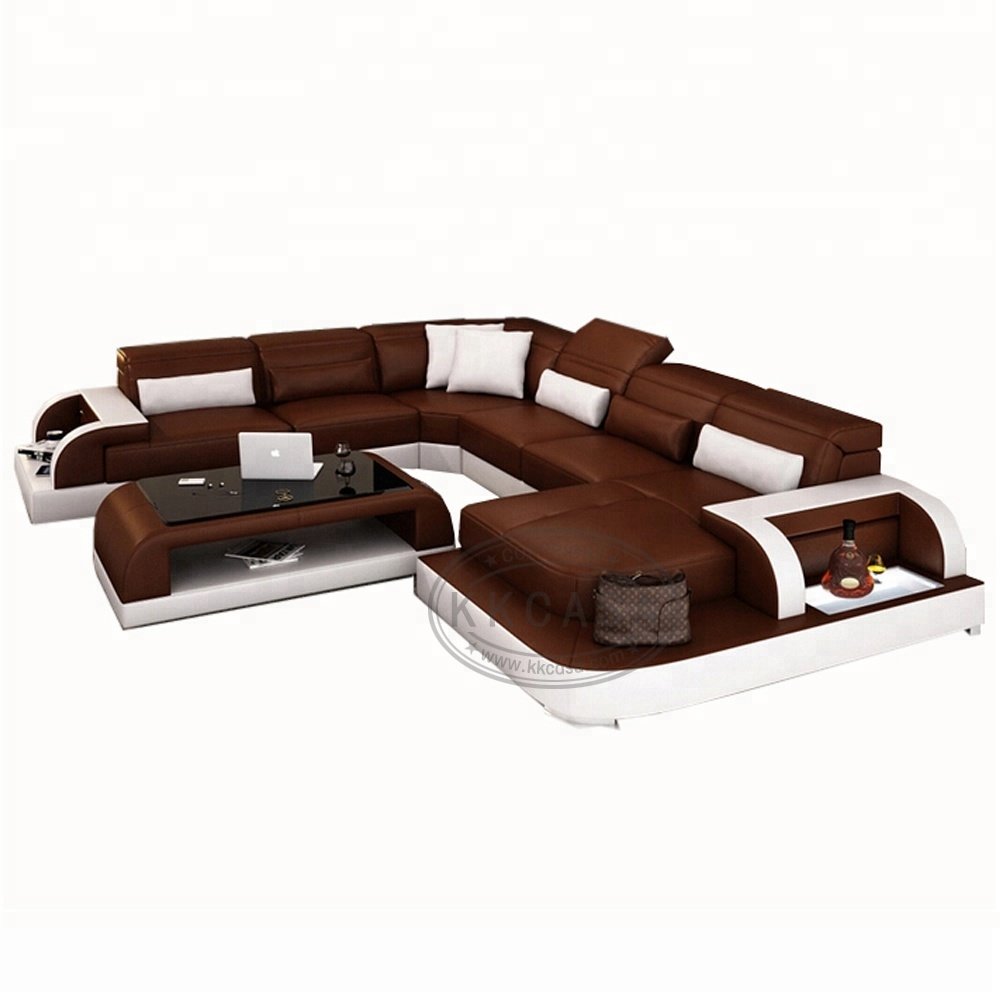 Living Room sofa set U shape sectional leather sofa for home Sofa Direct From China Furniture