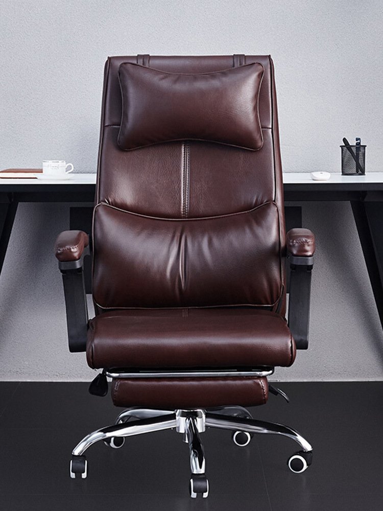 High Back Executive Office Chair with Genuine Leather Ergonomic Design Comfortable for Extended Sitting Study Room Chair