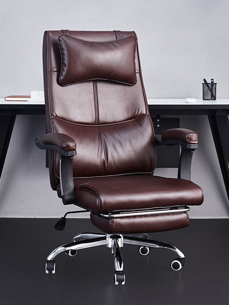 High Back Executive Office Chair with Genuine Leather Ergonomic Design Comfortable for Extended Sitting Study Room Chair
