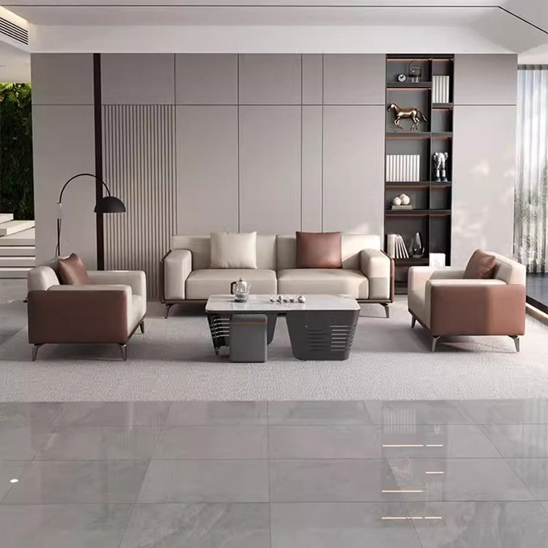 Chuang yue Chuang yue Light Luxury Simple Modern Design Office Sofa Set Small Family Reception Room Business Leather