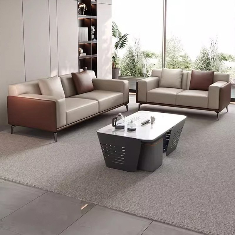 Chuang yue Chuang yue Light Luxury Simple Modern Design Office Sofa Set Small Family Reception Room Business Leather
