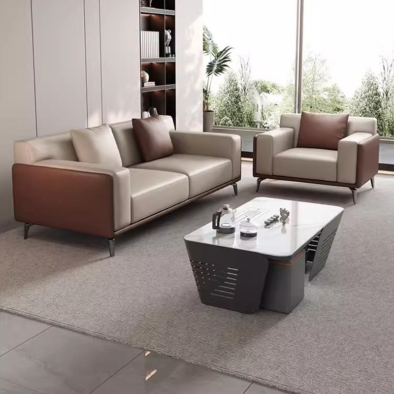 Chuang yue Chuang yue Light Luxury Simple Modern Design Office Sofa Set Small Family Reception Room Business Leather