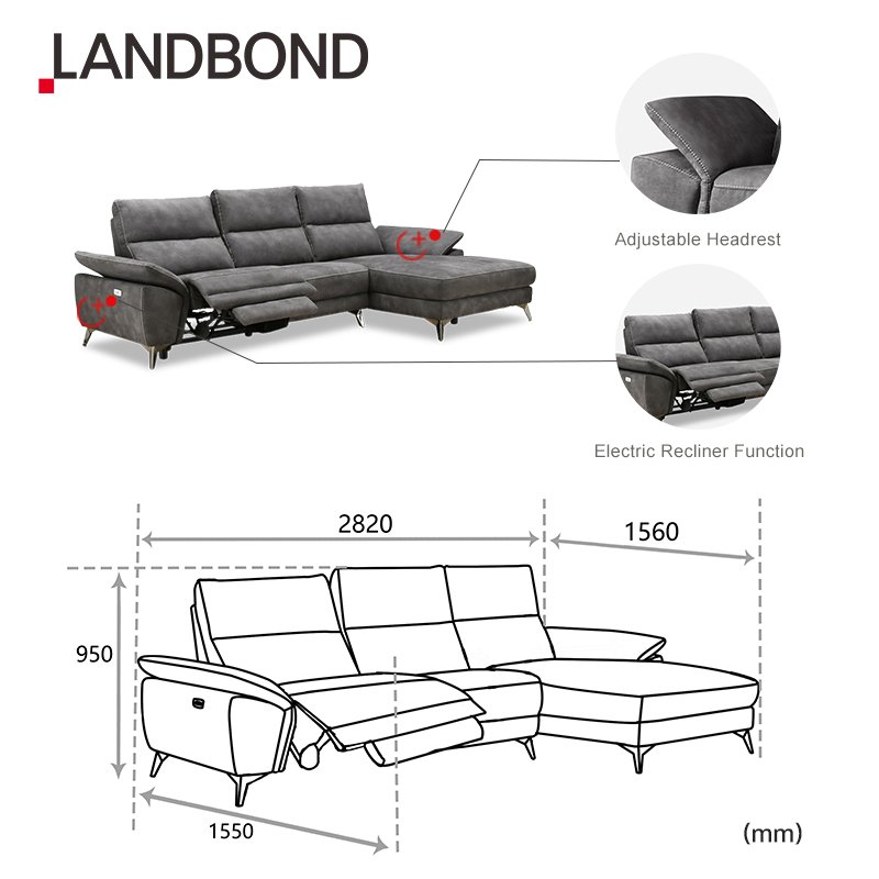 Modern Designs electric power Sectional Couches Fabric Sofa L Shape Recliner Sofa Set Furniture Living Room Sofas set for hotel