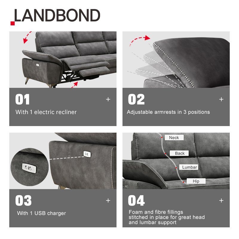 Modern Designs electric power Sectional Couches Fabric Sofa L Shape Recliner Sofa Set Furniture Living Room Sofas set for hotel