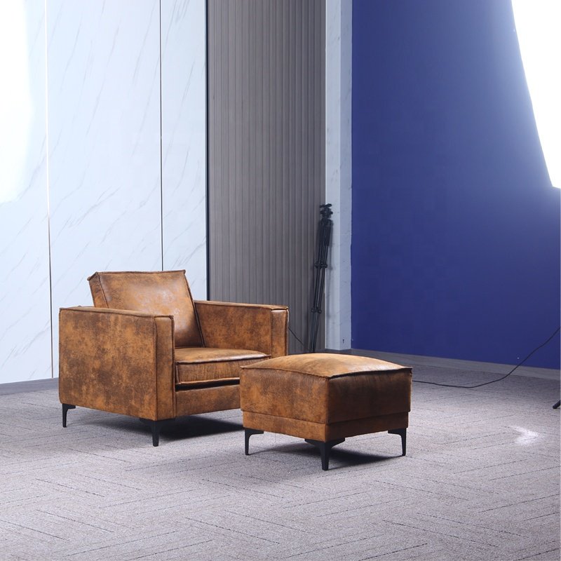 Nordic Style Single Seater Leather Office Sofa Comfortable Dining and Hotel Reclining Chair Manufactured by Factory
