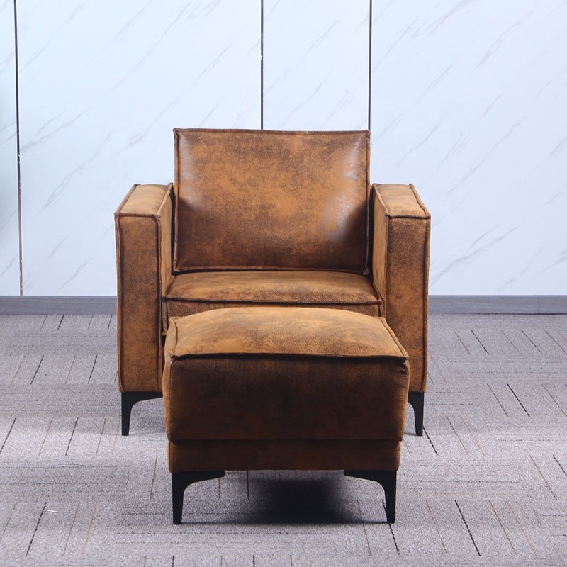 Nordic Style Single Seater Leather Office Sofa Comfortable Dining and Hotel Reclining Chair Manufactured by Factory