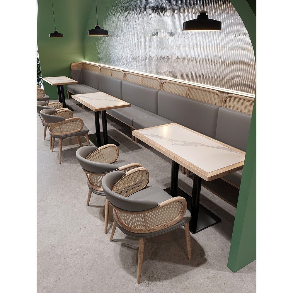 OEM/ODM high quality Custom Cafeteria Furniture High Back Single Side Banquette Restaurant Leather Sofa Booth Seating