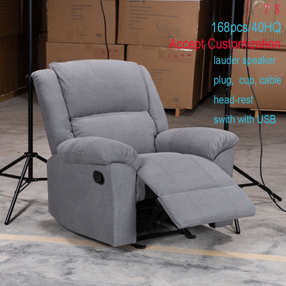 Good Selling Lazy Rocker Recliner Chair CT Environmental Protection PU and Waterproof Promotion Blue Color Sofa Sets Home Office
