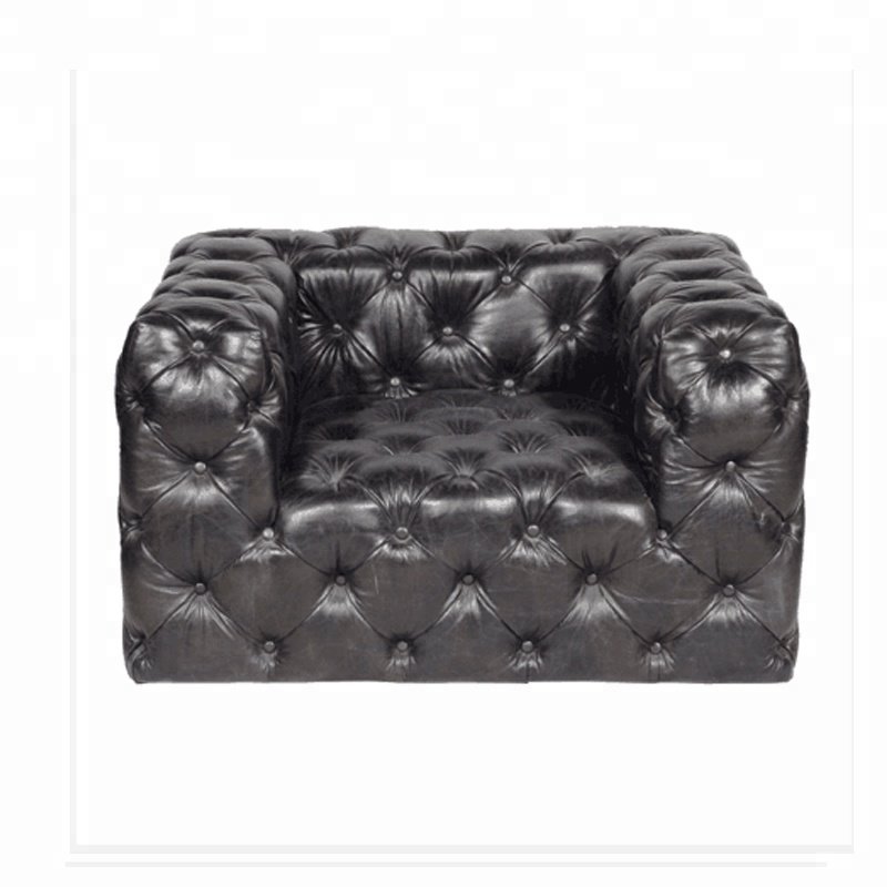 bespoke chesterfield black leather sofa set genuine leather tufted buttons classic chesterfield-sofa hotel traditional UK