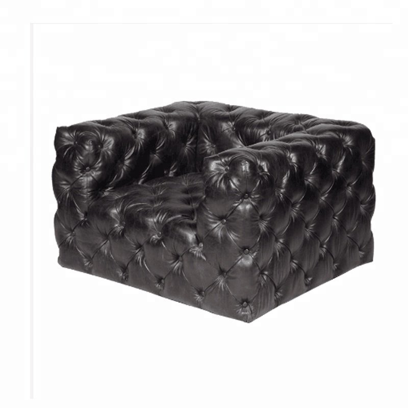 bespoke chesterfield black leather sofa set genuine leather tufted buttons classic chesterfield-sofa hotel traditional UK