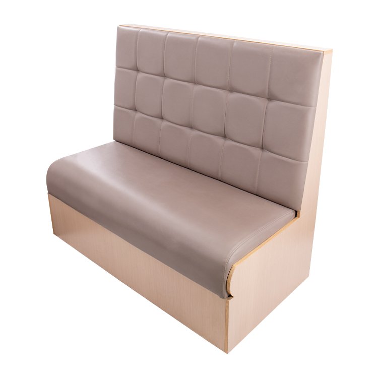 Commercial Furniture Restaurant Booth Seating Pink Sofa Back Luxury PU Leather Fabric Solid Wood Base