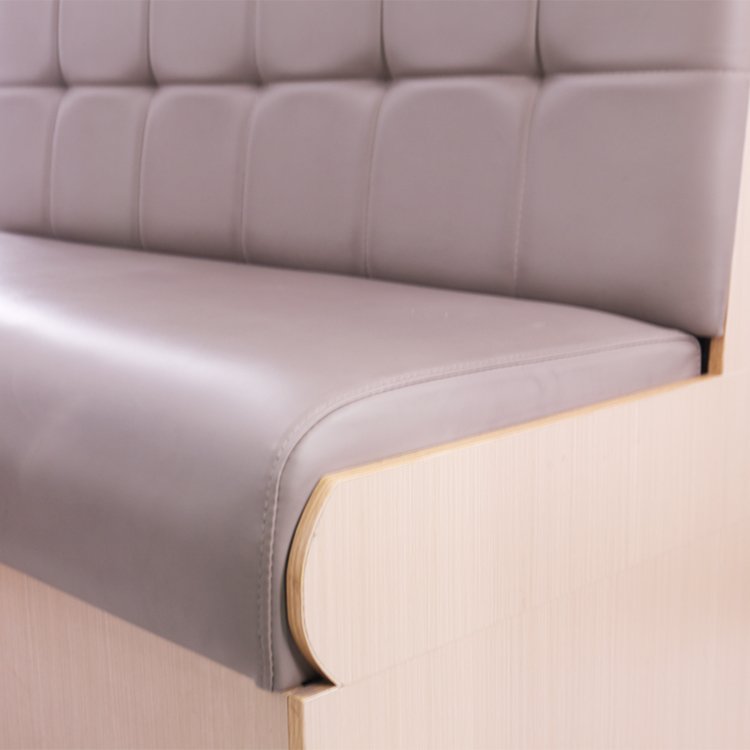 Commercial Furniture Restaurant Booth Seating Pink Sofa Back Luxury PU Leather Fabric Solid Wood Base