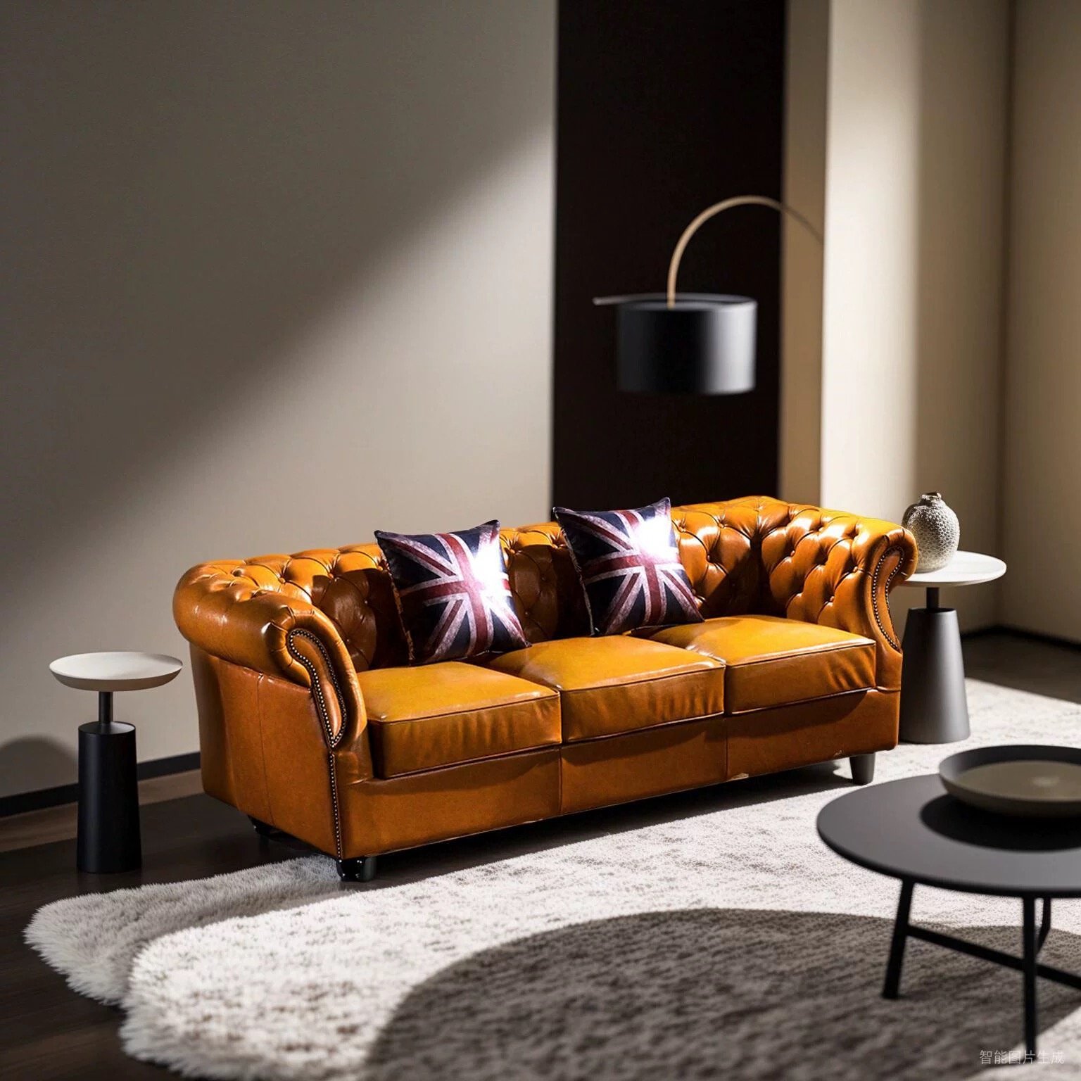 Industrial distress leather sofa Cafe Room 1+2+3 Yellow chesterfield sofa genuine leather
