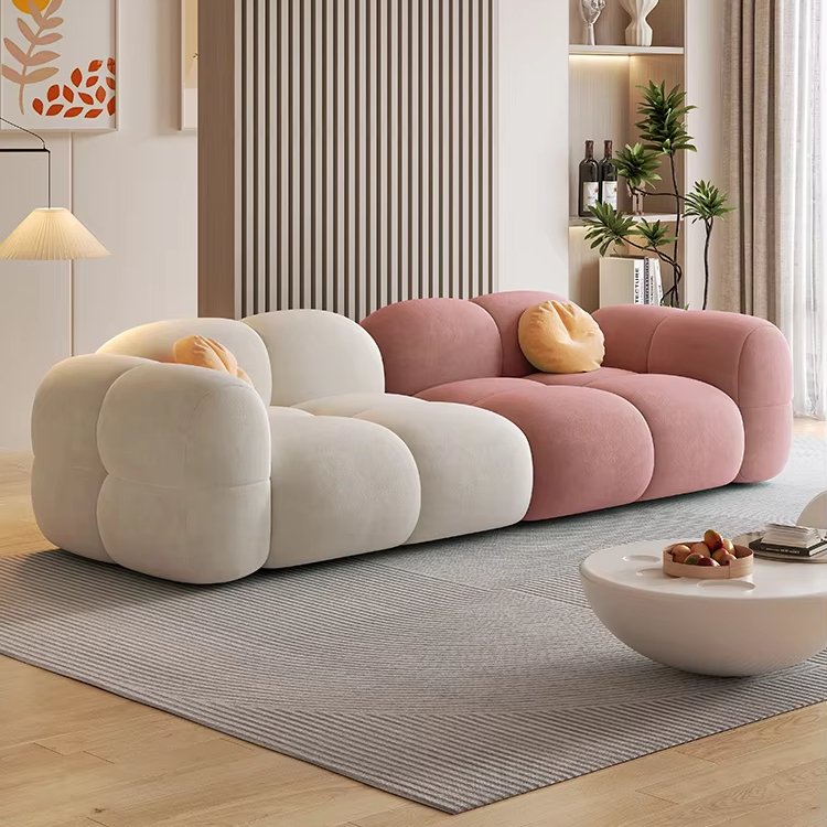 Sofa chaise lounge high end quality combination corduroy design casual sofa modular cloudy lovely furniture