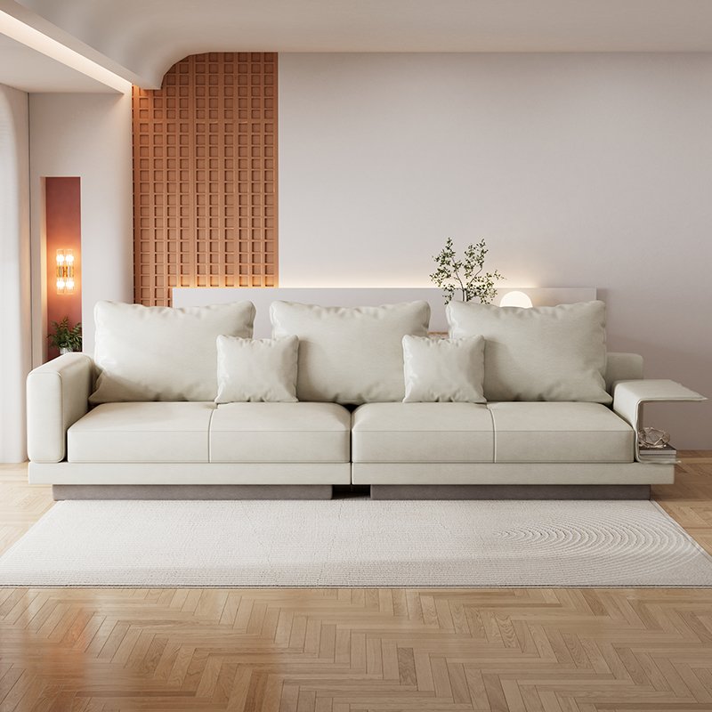 Household Furniture Full Eucalyptus Frame Standard High-Density High-Rebound Sponge Living Room Sofa Leather Sofa
