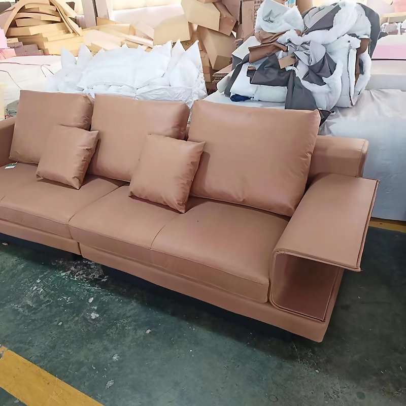 Household Furniture Full Eucalyptus Frame Standard High-Density High-Rebound Sponge Living Room Sofa Leather Sofa
