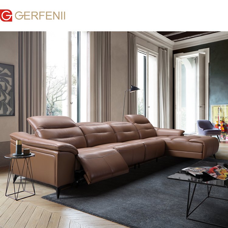 wholesale chaise lounge sofa bed modern U shape leather big corner sofa with storage box inside the console
