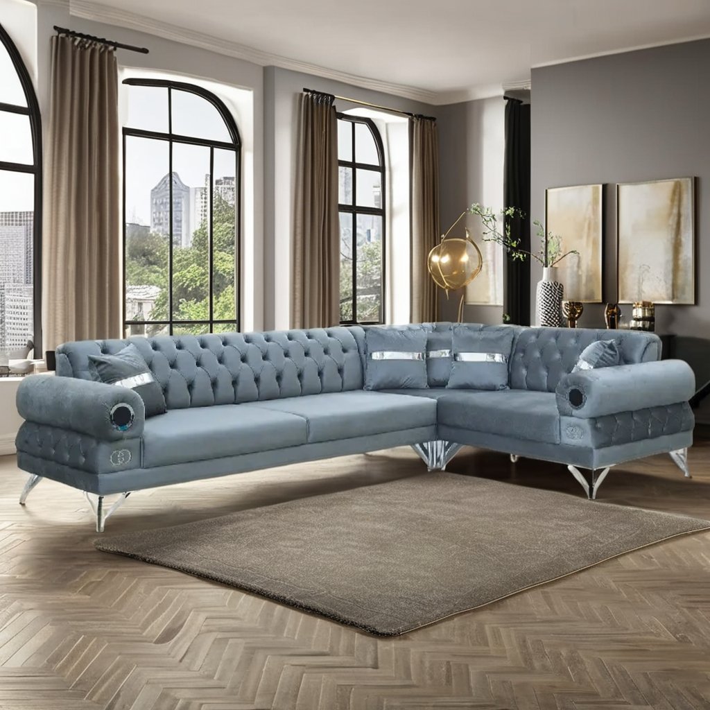 2024 Light Luxury L Shape Fabric Velvet sofa Modern Living Room Sectional sofa Set Furniture For Home Hotel Office