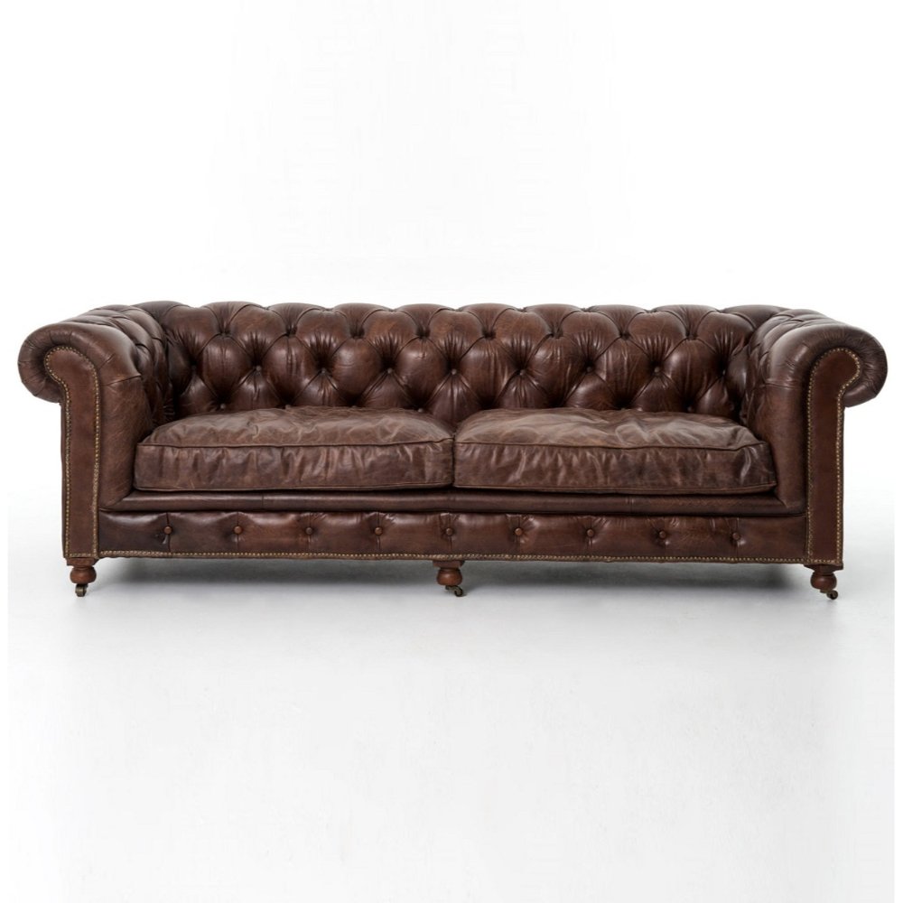 Chesterfield design living room sofas Genuine Leather sofa cover With Solid Wood living room furniture for home decor Use