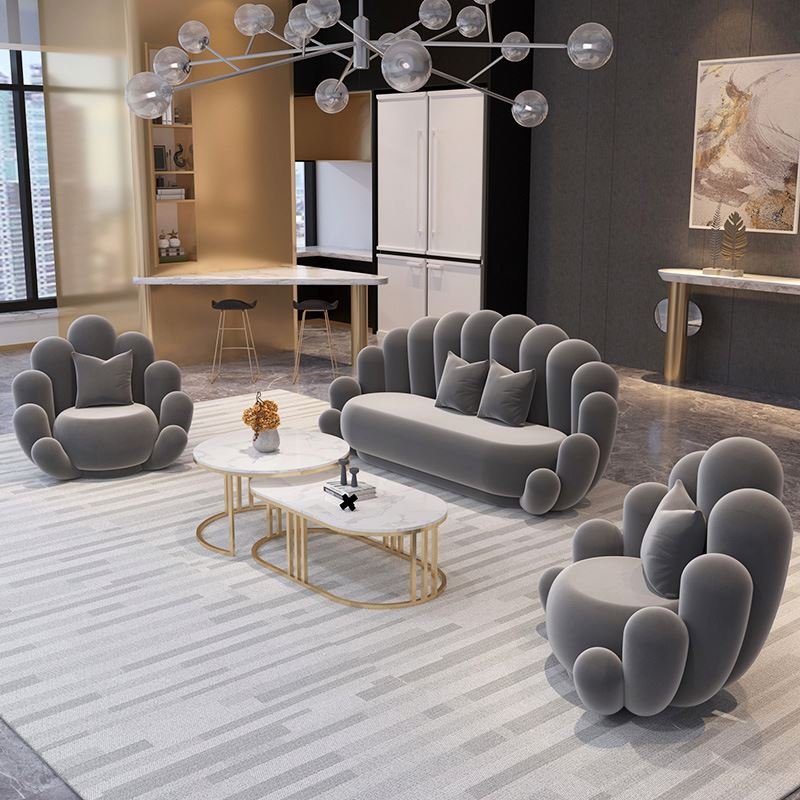 Fashion Creative Combination Living Room 1+2+3 Set Home Salon Furniture Velvet Recliner Sofa