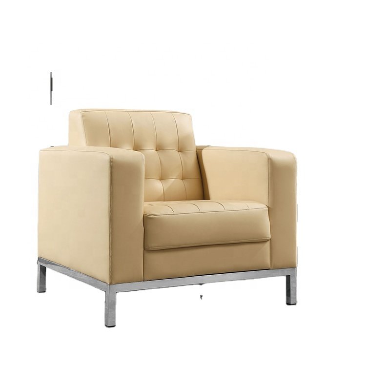 Wholesale Luxury Leather Sectional Visitor Sofa Custom Office Reception Furniture with Steel Frame PU Material Three Seat Set