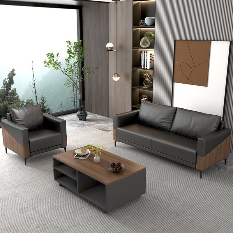 Modern Nordic 2-Seater Leather Office Sofa Set Modular European Style Schools Workshops Home Offices Commercial Reception