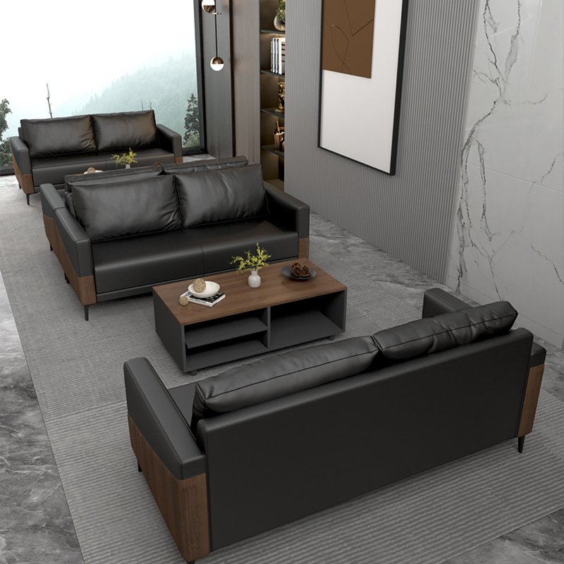 Modern Nordic 2-Seater Leather Office Sofa Set Modular European Style Schools Workshops Home Offices Commercial Reception