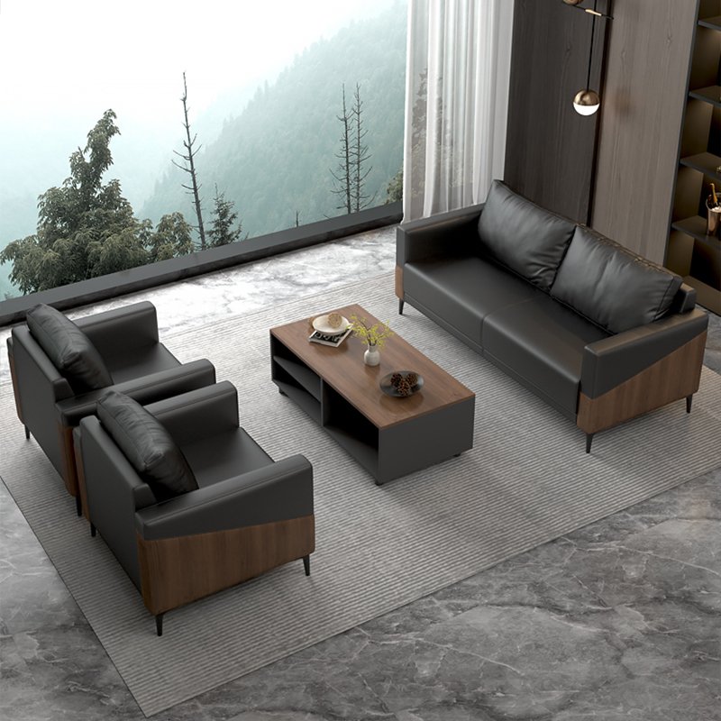 Modern Nordic 2-Seater Leather Office Sofa Set Modular European Style Schools Workshops Home Offices Commercial Reception