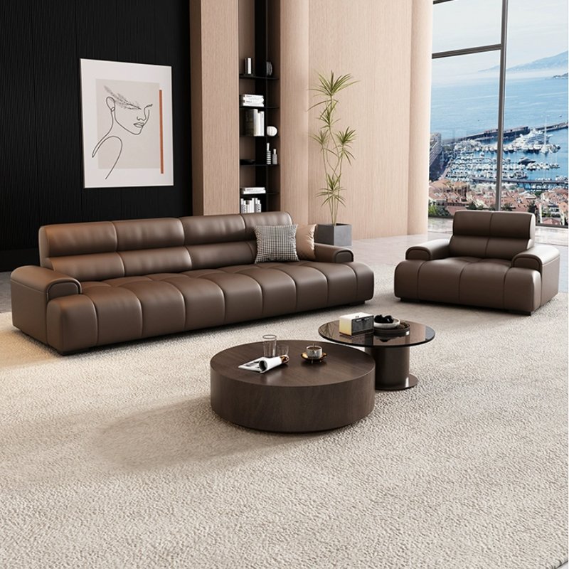 Modern Minimalist Leather Office Sofa for Living Room School Villa for VIP Business Reception Leisure Areas for Three People