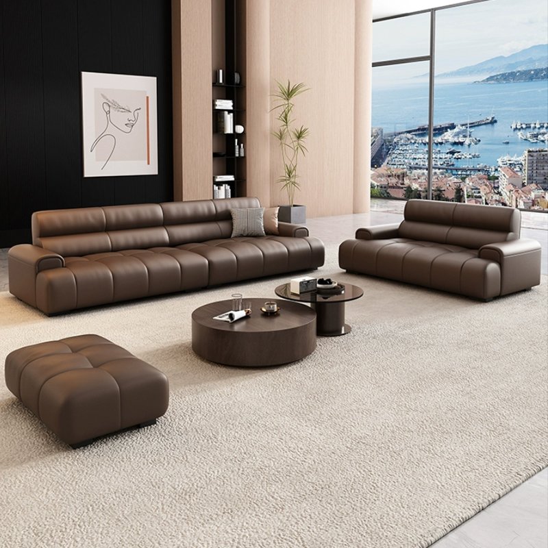 Modern Minimalist Leather Office Sofa for Living Room School Villa for VIP Business Reception Leisure Areas for Three People