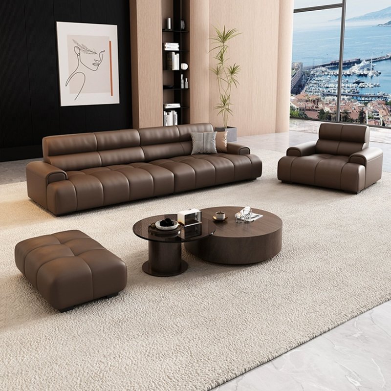 Modern Minimalist Leather Office Sofa for Living Room School Villa for VIP Business Reception Leisure Areas for Three People