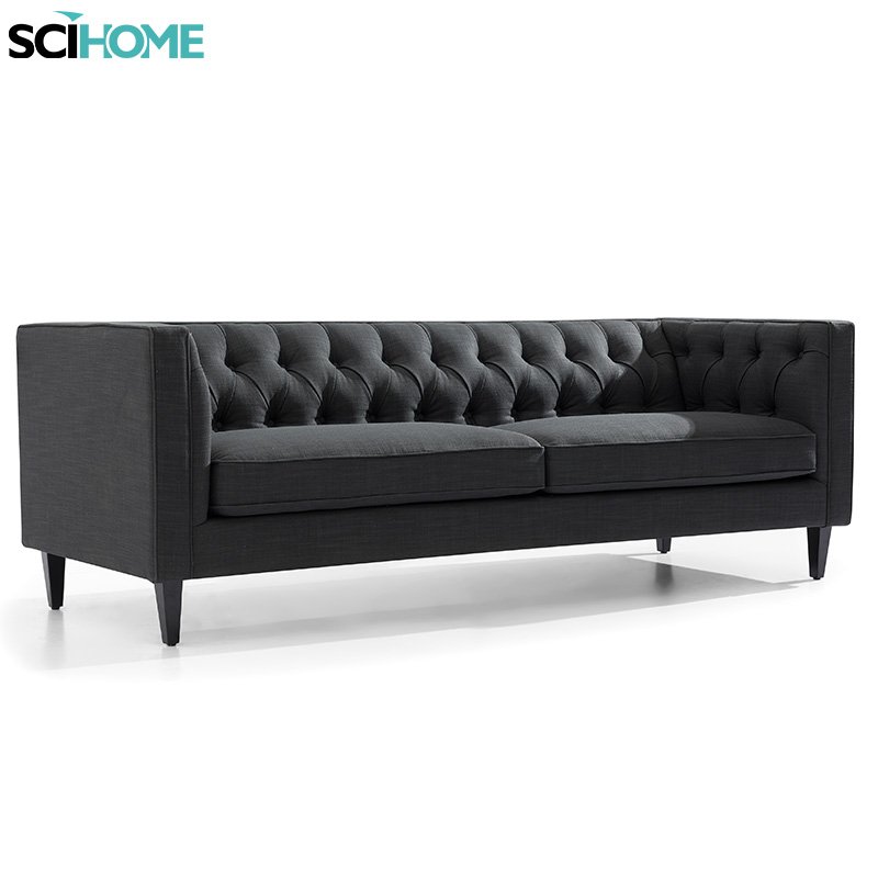 SCIHOME Classic 3 Seater White Tufted Living Room Sofa Set